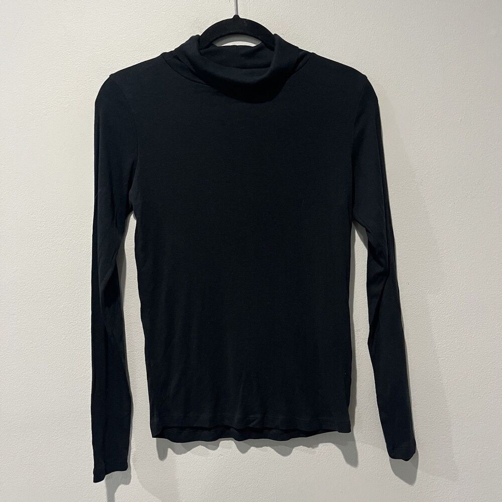 Wrap London Turtleneck Women’s 6 Black Tencel Blend Classic Minimalist‎ Top